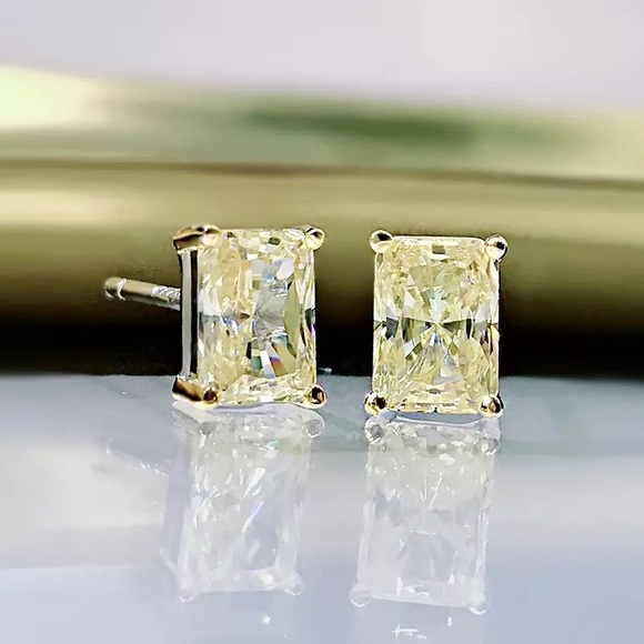 1ct Radiant Canary Studs - Picture 4 of 13